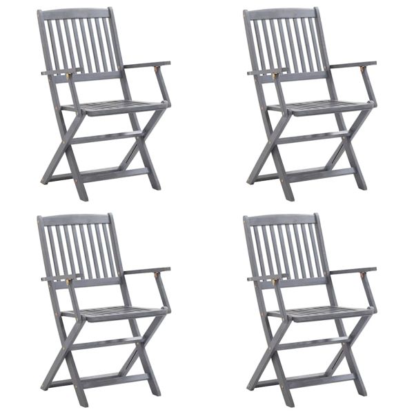 Сгъваеми градински столове, 4 бр, с възглавници, акация масив