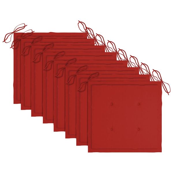 Сгъваеми градински столове с възглавници, 8 бр, тик масив