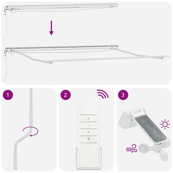 Автоматично прибираща се тента с LED, бордо, 450x300 см