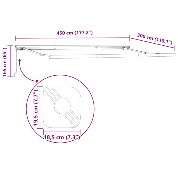 Ръчно прибиращ се тента, бордо, 450x300 см