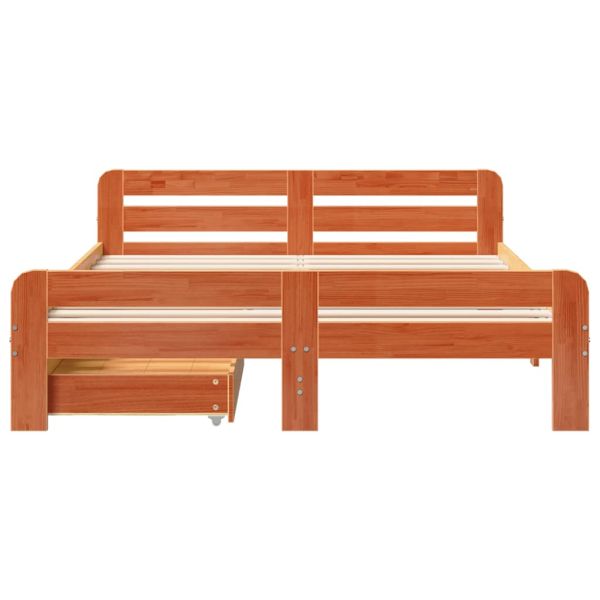 Рамка за легло без матрак, восъчнокафяв, 140x200 см, бор масив