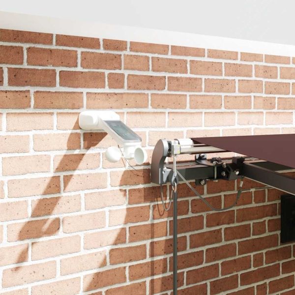 Автоматично прибираща се тента с LED, бордо, 450x300 см