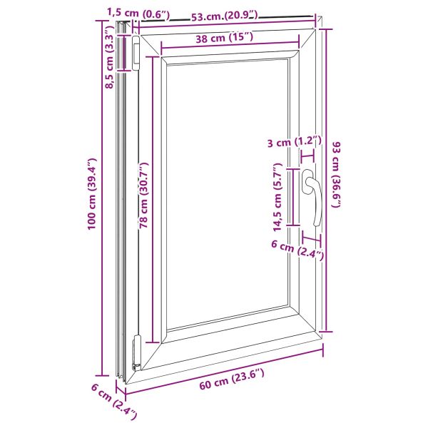 Прозорец за мазе RISOR Бял 60 x 100 cm PVC и стъкло