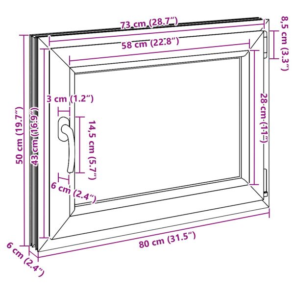 Прозорец за мазе RISOR Бял 80 x 50 cm PVC и стъкло