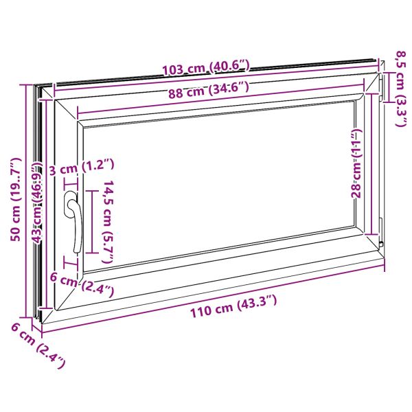 Прозорец за мазе RISOR Бял 110 x 50 cm PVC и стъкло
