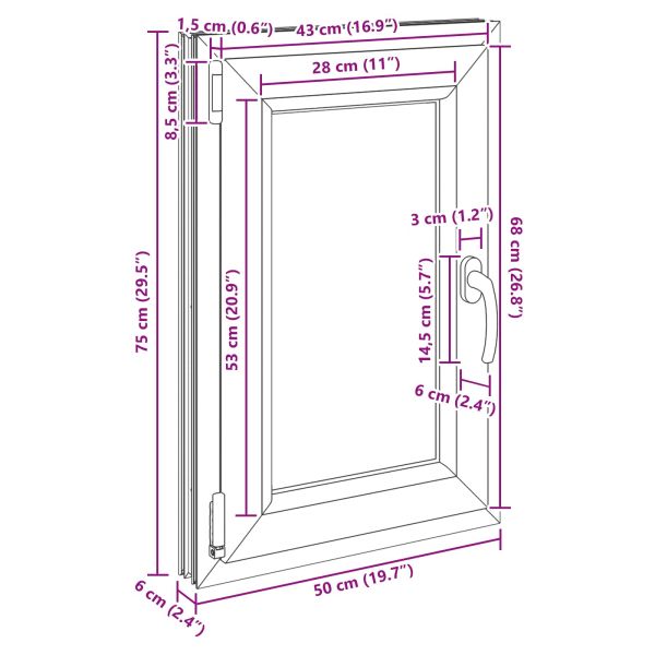 Прозорец за мазе RISOR 50 x 75 cm PVC и стъкло Бяло
