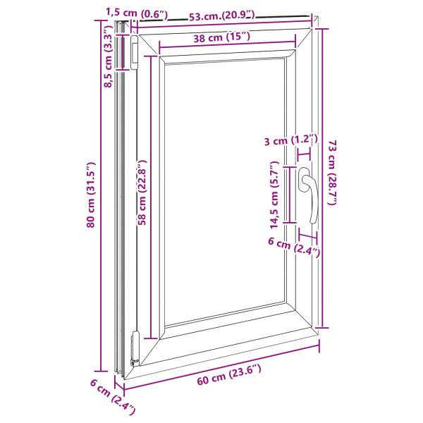 Прозорец за мазе RISOR 60 x 80 cm PVC и стъкло Бяло