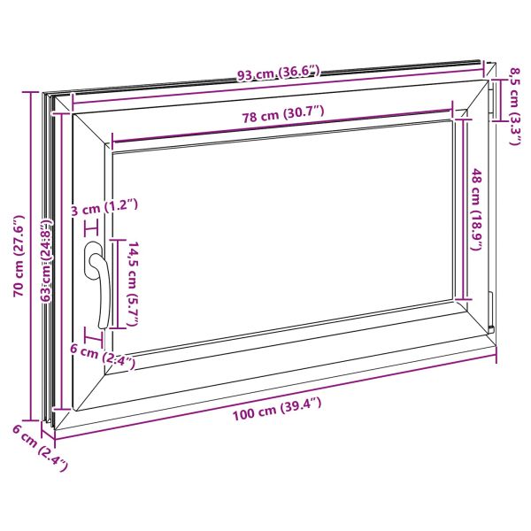 Прозорец за мазе RISOR 100 x 70 cm PVC и стъкло Бяло