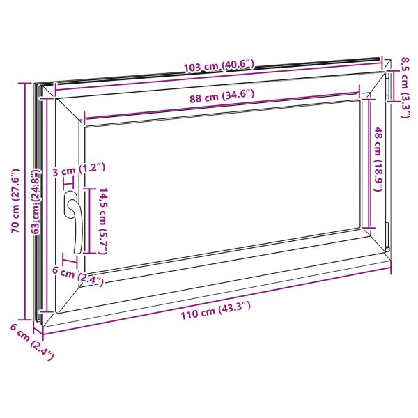 Прозорец за мазе RISOR 110 x 70 cm PVC и стъкло Бяло