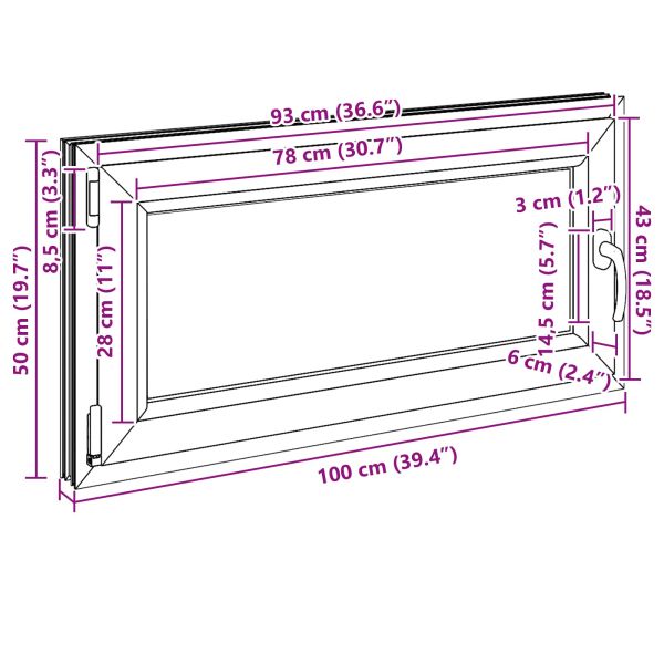 Прозорец за мазе RISOR 100 x 50 cm PVC и стъкло Антрацит