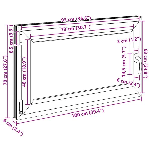 Прозорец за мазе RISOR 100 x 70 cm PVC и стъкло Антрацит
