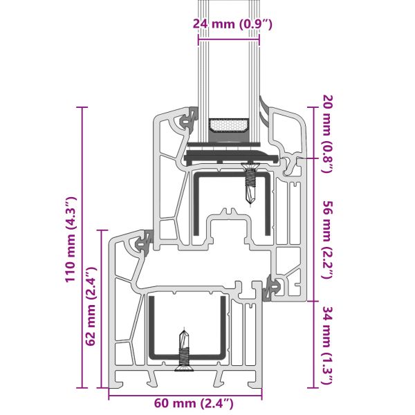 Прозорец за мазе RISOR 110 x 70 cm PVC и стъкло Антрацит