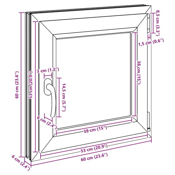 Прозорец за мазе RISOR 60 x 60 cm PVC и стъкло Антрацит