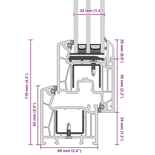 Прозорец за мазе RISOR 80 x 50 cm PVC и стъкло Антрацит