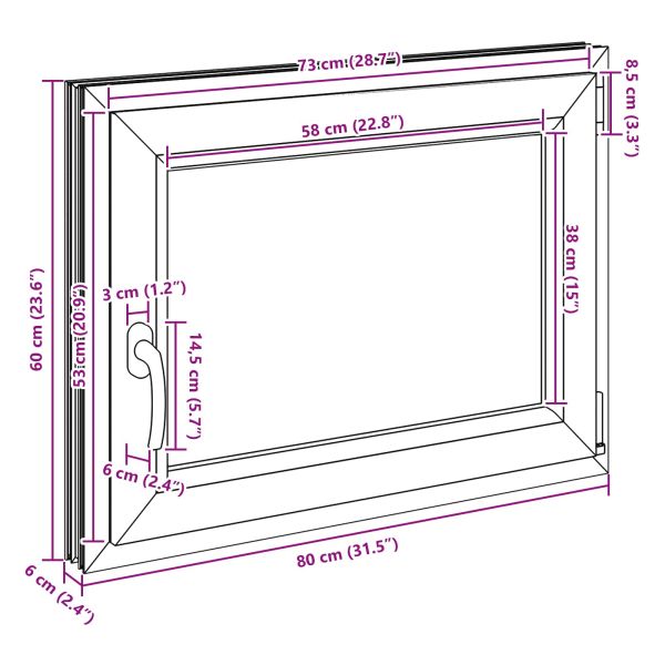 Прозорец за мазе RISOR 80 x 50 cm PVC и стъкло Антрацит