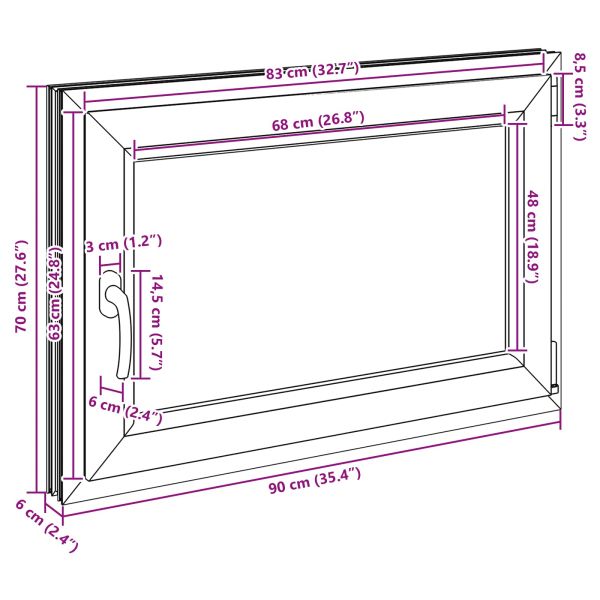 Прозорец за мазе RISOR 90 x 60 cm PVC и стъкло Антрацит