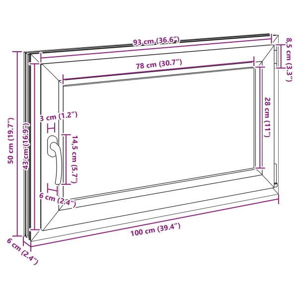 Прозорец за мазе RISOR 100 x 50 cm PVC и стъкло Антрацит
