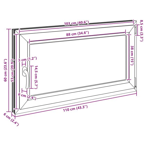 Прозорец за мазе RISOR 110 x 60 cm PVC и стъкло Антрацит