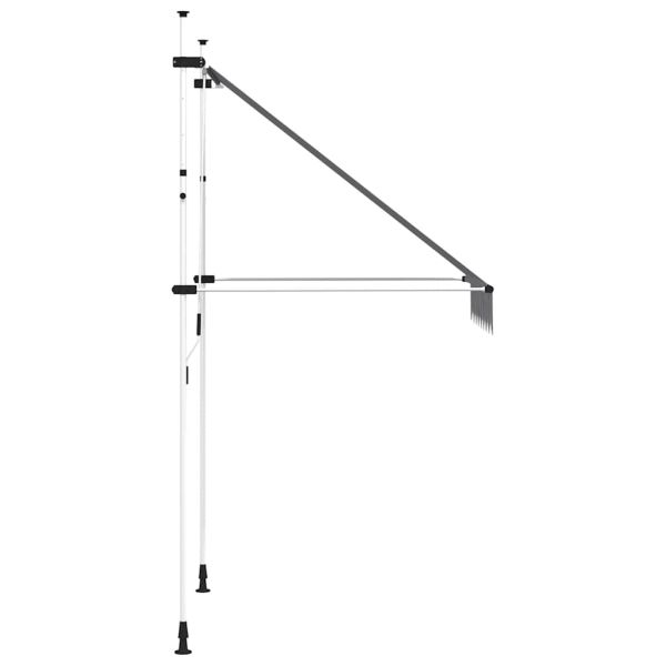 Ръчно прибиращ се сенник, 150 см, синьо и бяло