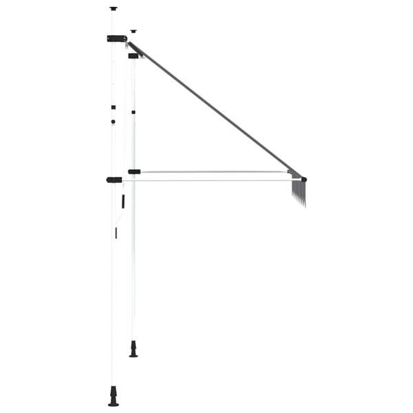 Ръчно прибиращ се сенник, 200 см, синьо-бели ивици