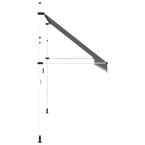 Ръчно прибиращ се сенник, 400 см, синьо-бели ивици