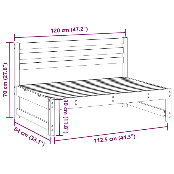 Градинен среден диван Масивна боровина Восъчен Кафяв 120 x 84 x 70 см