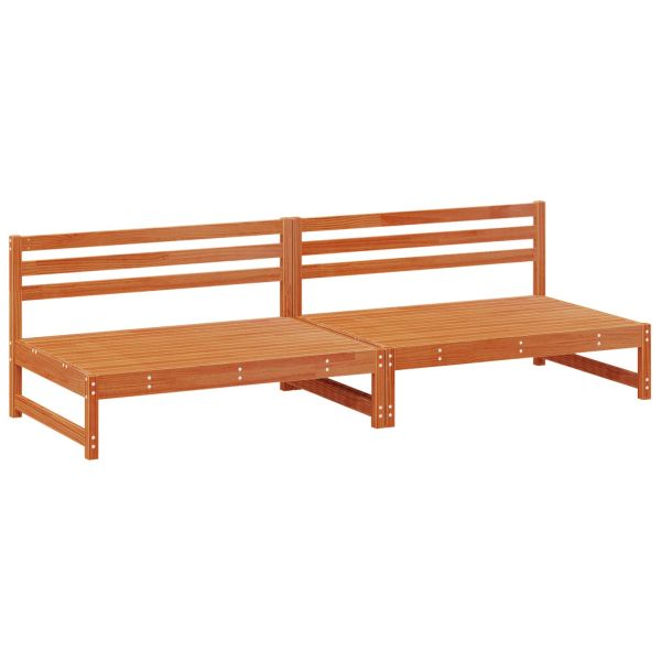 Градинен среден диван Масивна боровина Восъчен Кафяв 240 x 84 x 70 см