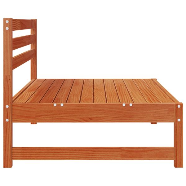 Градинен среден диван Масивна боровина Восъчен Кафяв 240 x 84 x 70 см