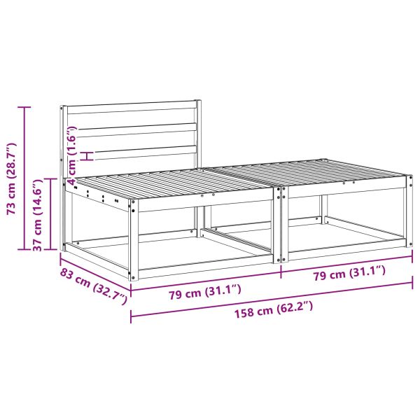 Секционен диван 2 Брой Естествен Солидно акациево дърво