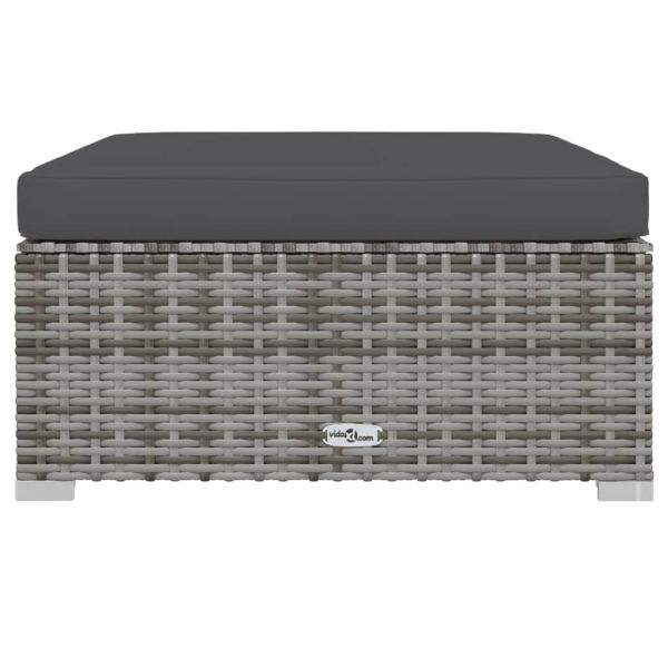 Градински лаундж комплект с възглавници 6 части полиратан сив