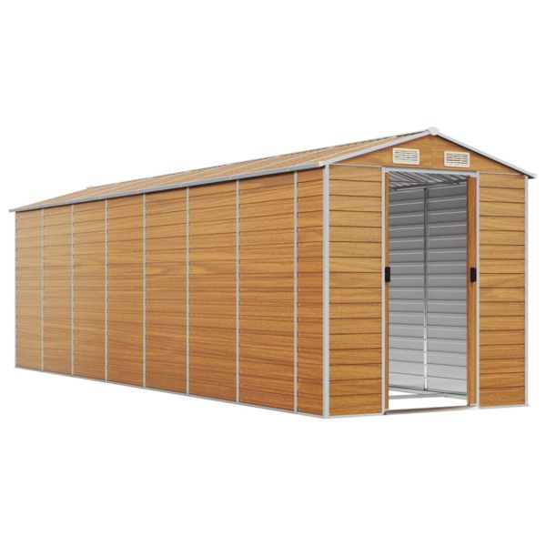 Градински навес светлокафяв 191x640x198 см поцинкована стомана