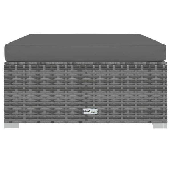 Градински лаундж комплект с възглавници 9 части сив полиратан