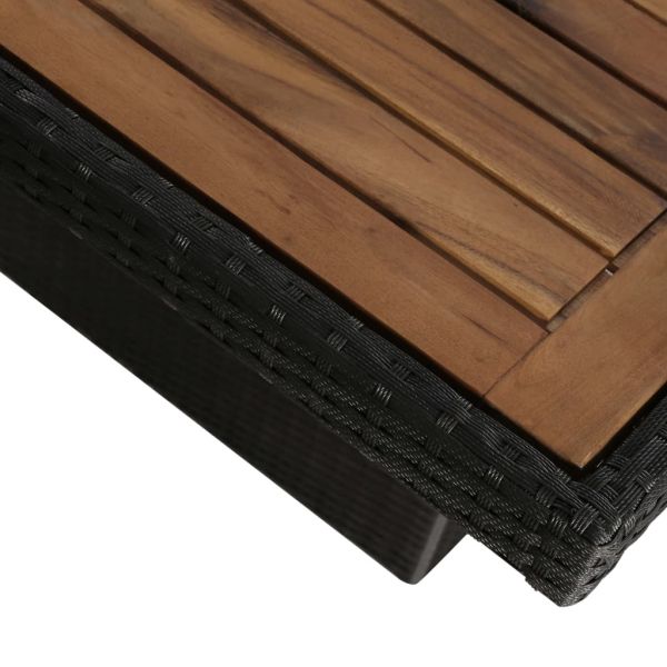 Градински комплект с възглавници, 7 части, черен полиратан