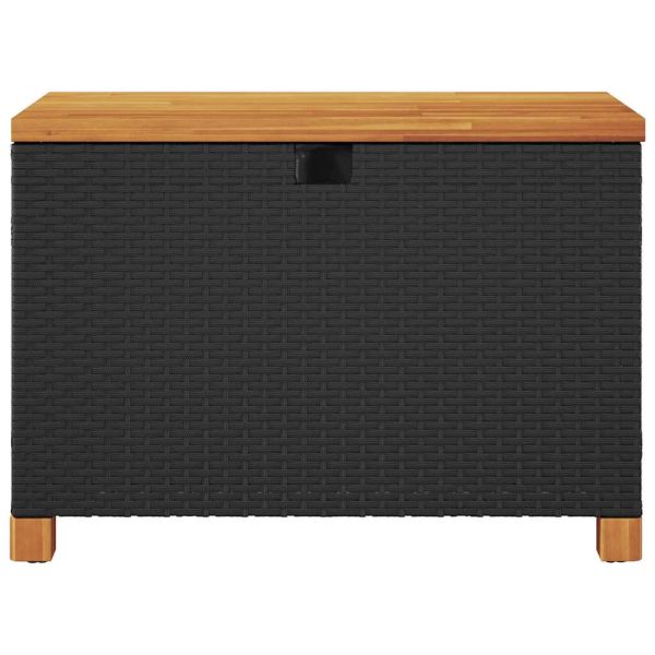 Градинска кутия за съхранение черна 80x40x48 см PE ратан акация