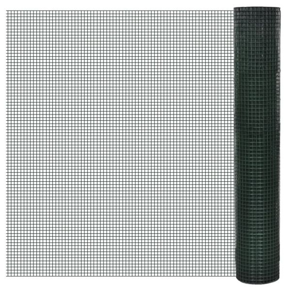 Кокошкарска мрежа, поцинкована с PVC покритие, 25x1 м, зелена