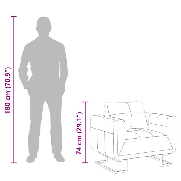 Кубичен фотьойл с хромирани крака, кафяв, изкуствена кожа