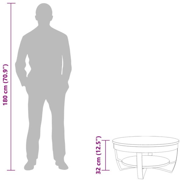 Маса за кафе, регенерирано дърво масив, 65x32 cм