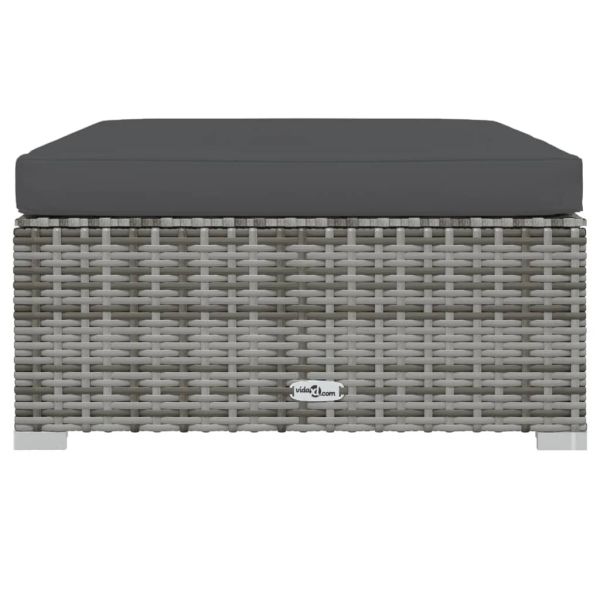 Градински лаундж комплект с възглавници 7 части полиратан сив