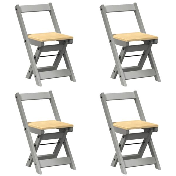 Трапезни столове "Corona" сгъваеми 4 бр сиви борово дърво масив