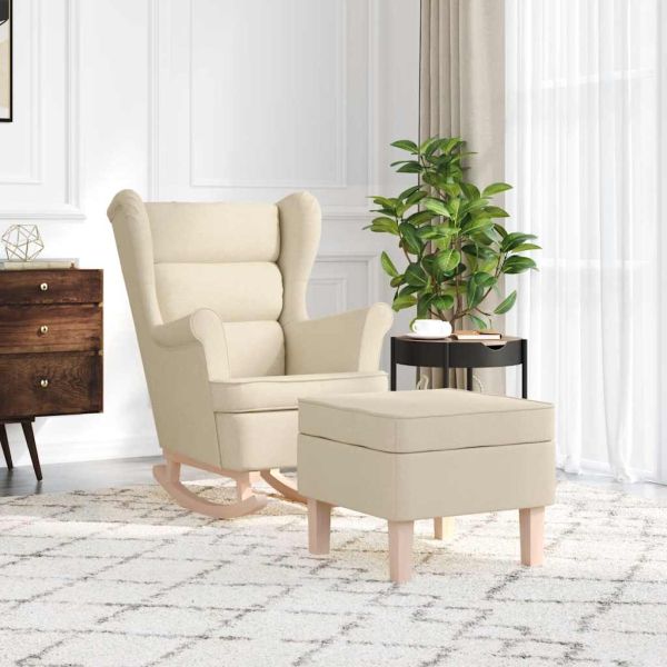 Люлеещ се стол с табуретка за крака, син, плат