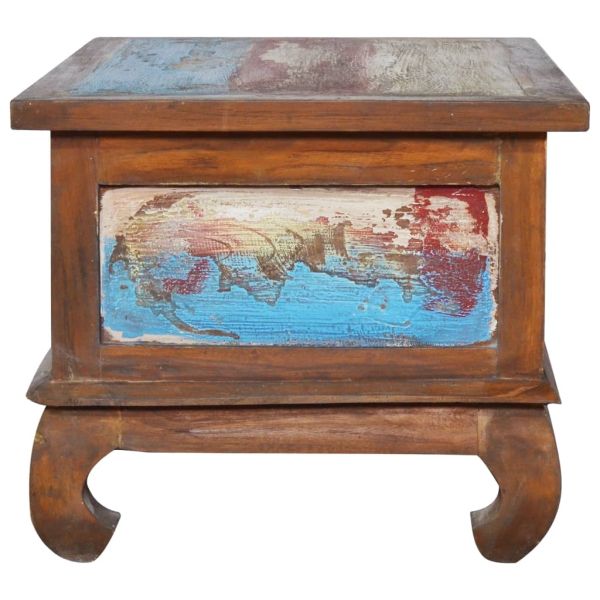 Маса за кафе, 80x50x40 см, регенерирано тиково дърво