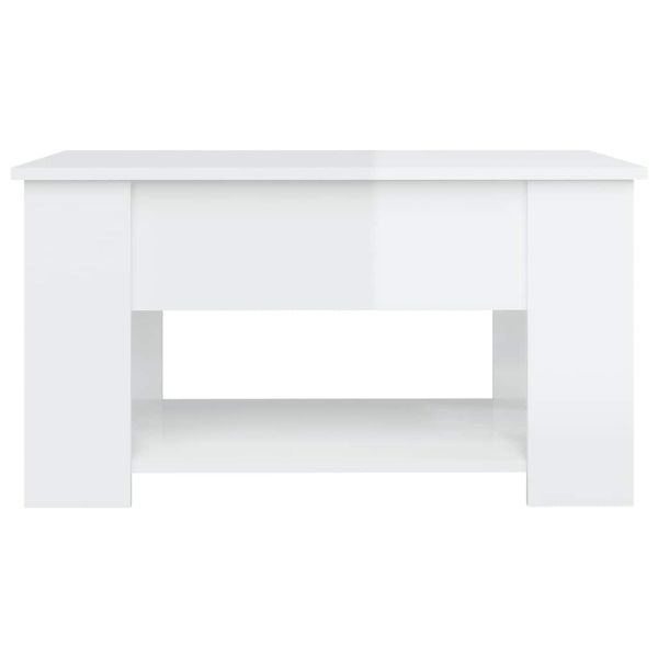 Кафе маса, бял гланц, 79x49x41 см, инженерно дърво