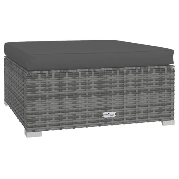 Градински лаундж комплект с възглавници 4 части сив полиратан