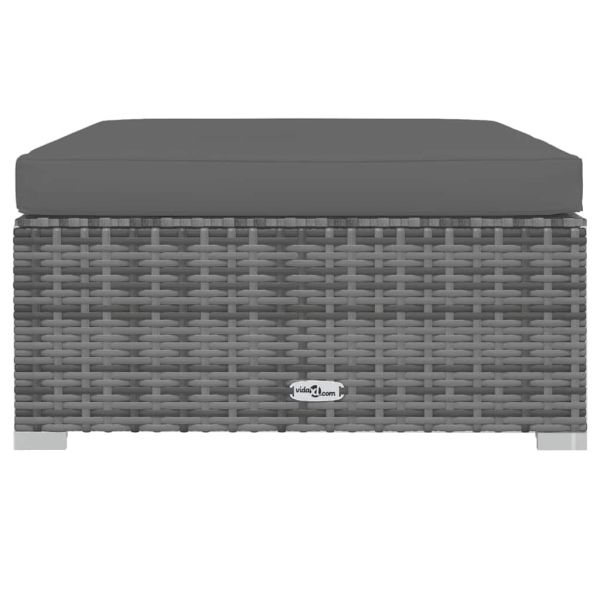 Градински лаундж комплект с възглавници 4 части сив полиратан