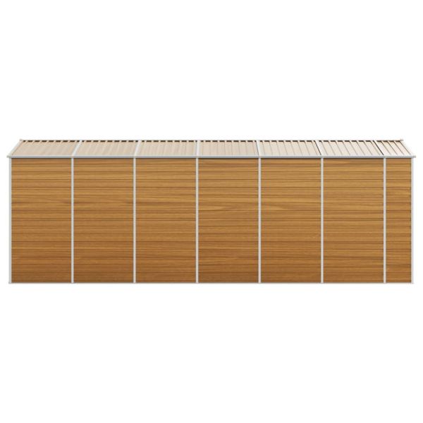 Градински навес светлокафяв 191x555x198 см поцинкована стомана