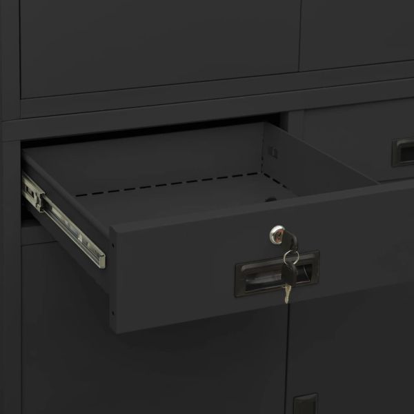 Офис шкаф, антрацит, 90x40x180 см, стомана