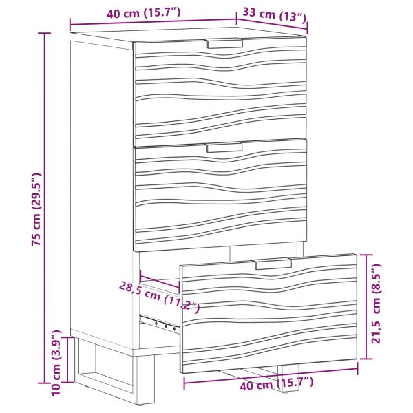 Страничен шкаф Кафяво 40 x 33 x 75 см мангово дърво масив