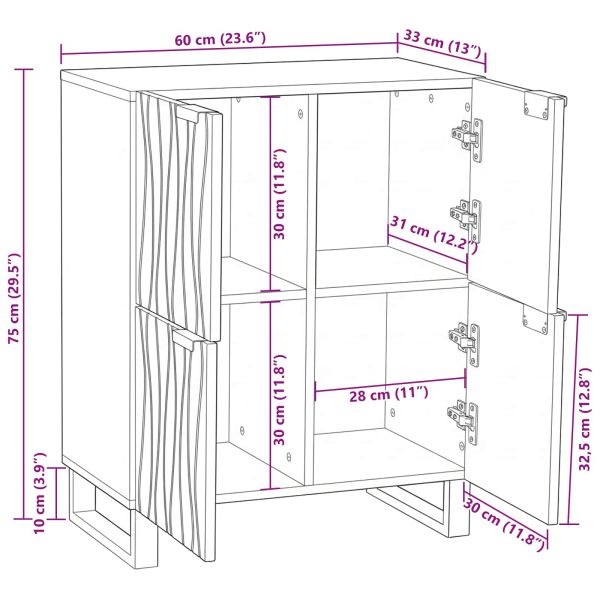 Шкаф Кафяво 60 x 33 x 75 cm мангово дърво масив