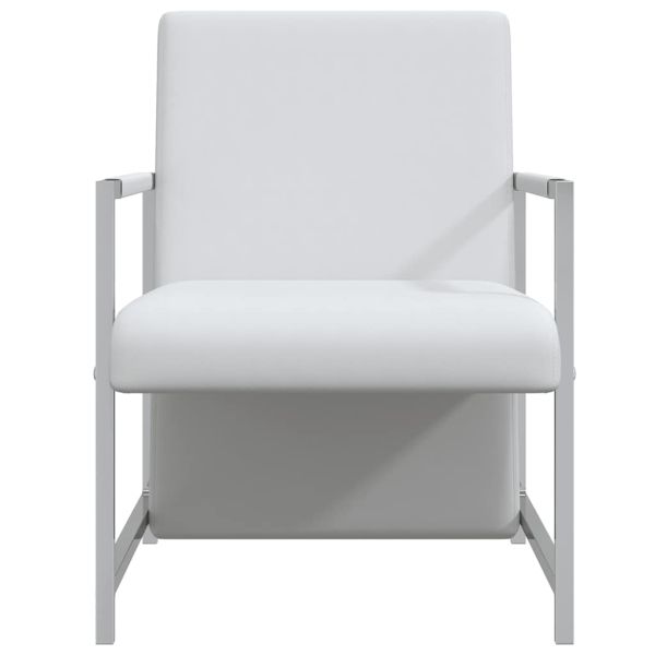 Фотьойл с хромирани крака, бял, изкуствена кожа