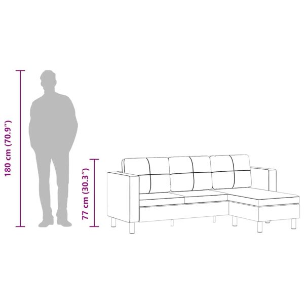 Секционен диван 3-местен изкуствена кожа бял
